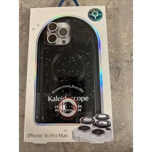 Black Glitter Crystals Lens iPhone 16 Pro Max Kaleidoscope Phone Case